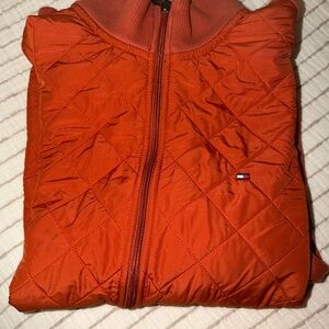 Tommy Hilfiger Men’s Quilted Bomber Jacket in Orange